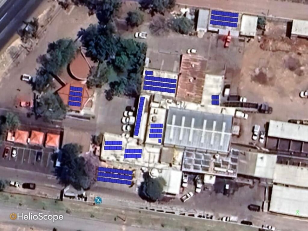 Diseño de distribución de paneles solares en planta